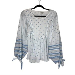 NWT Ella Miss Waverly Puff Sleeve Embroidered Blouse size L